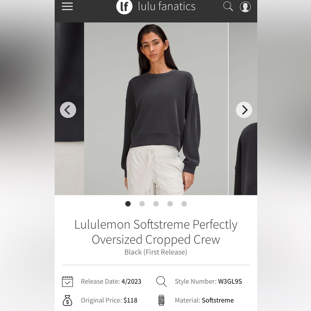 Lululemon Softstreme Perfectly Oversized Cropped Crew
Black - Picture 4 of 4
